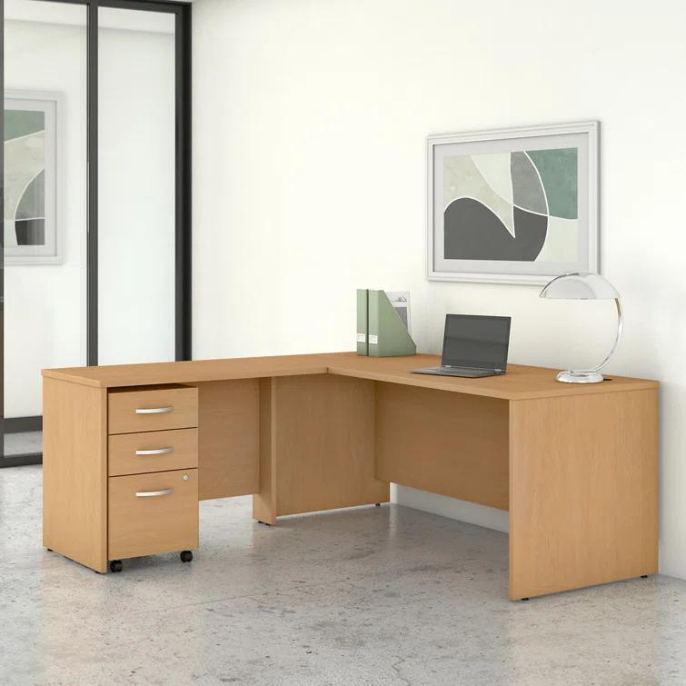 Bush Business Furniture Studio C L Shaped Desk with Mobile File Cabinet and Return