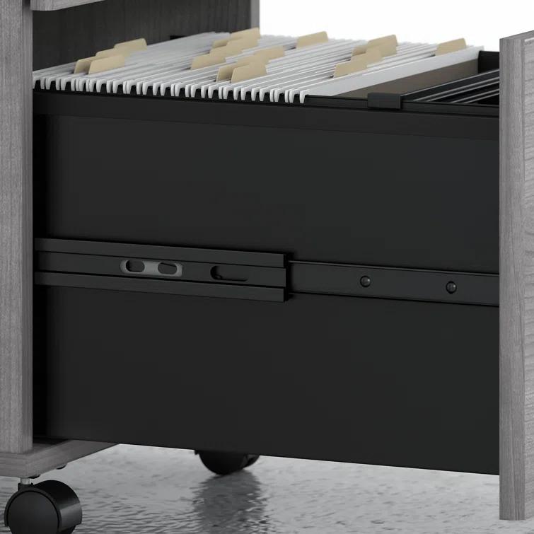 Bush Business Furniture Studio C L Shaped Desk with Mobile File Cabinet and Return