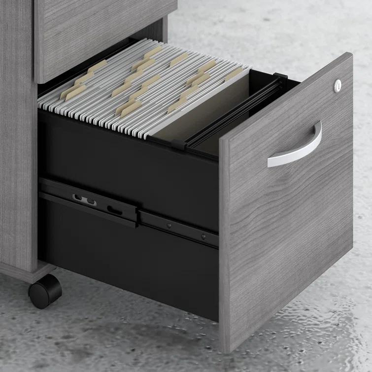 Bush Business Furniture Studio C L Shaped Desk with Mobile File Cabinet and Return