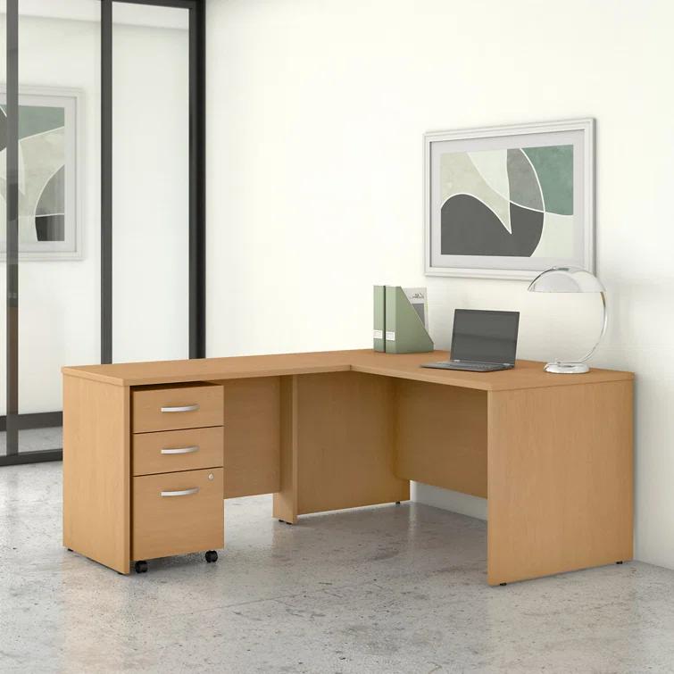 Bush Business Furniture Studio C L Shaped Desk with Mobile File Cabinet and Return
