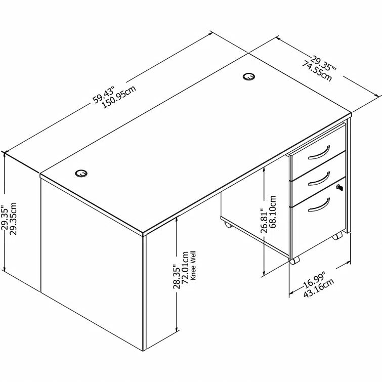 Studio C Executive Office Desk with Mobile File Cabinet