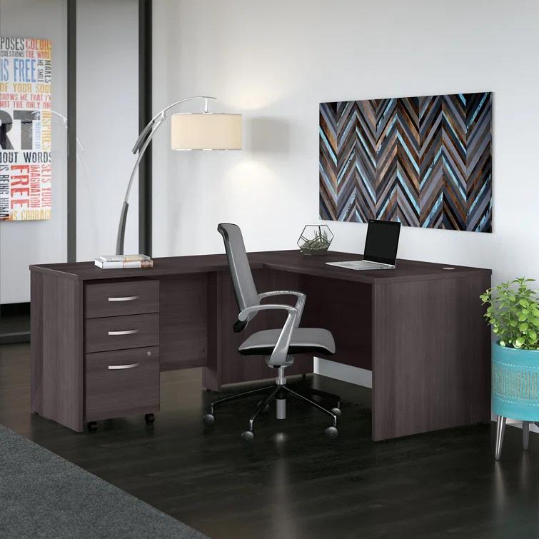 Bush Business Furniture Studio C L Shaped Desk with Mobile File Cabinet and Return