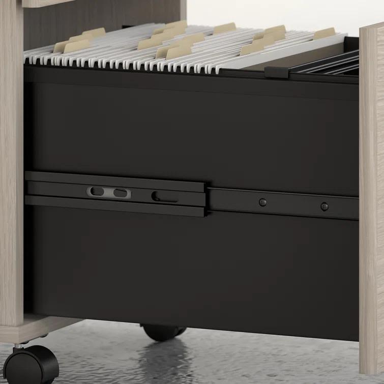 Bush Business Furniture Studio C L Shaped Desk with Mobile File Cabinet and Return