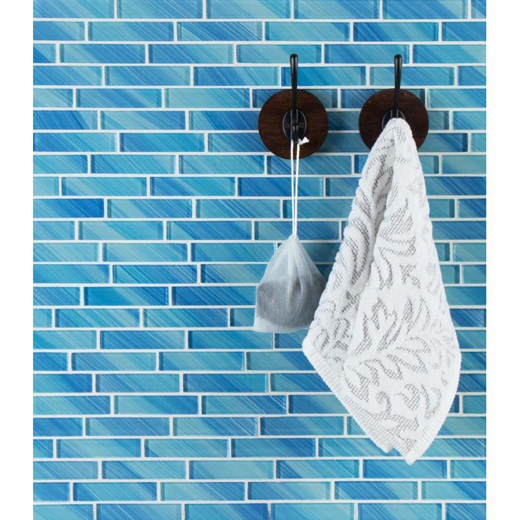 Premium Hand Painted 1" x 4" Straight Edge Glass Mosaic Tile