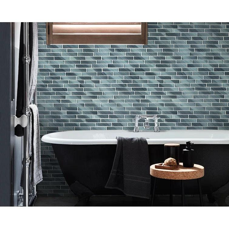 Premium Hand Painted 1" x 4" Straight Edge Glass Mosaic Tile