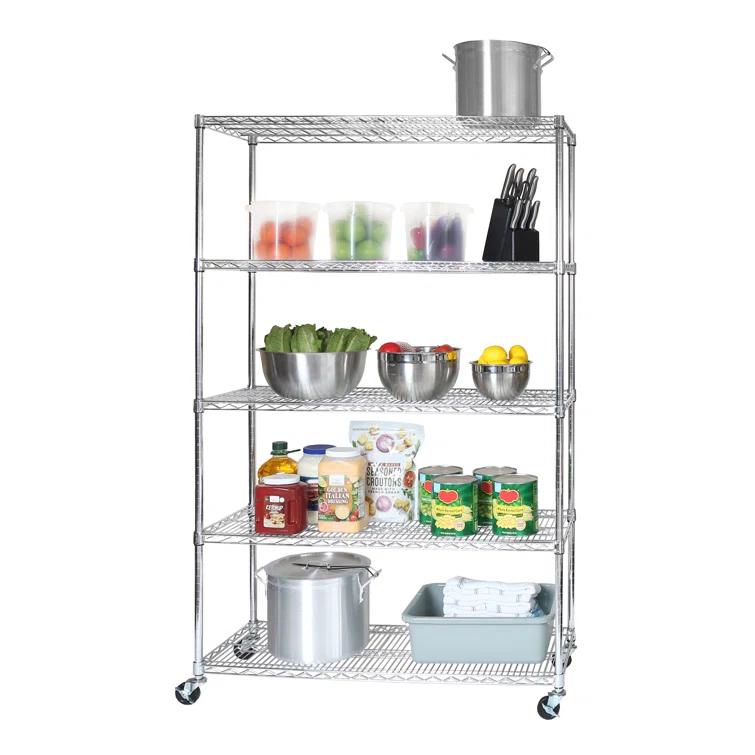 UltraDurable 48'' W x 18" D 5-Tier NSF-Certified Steel Shelving with Wheels