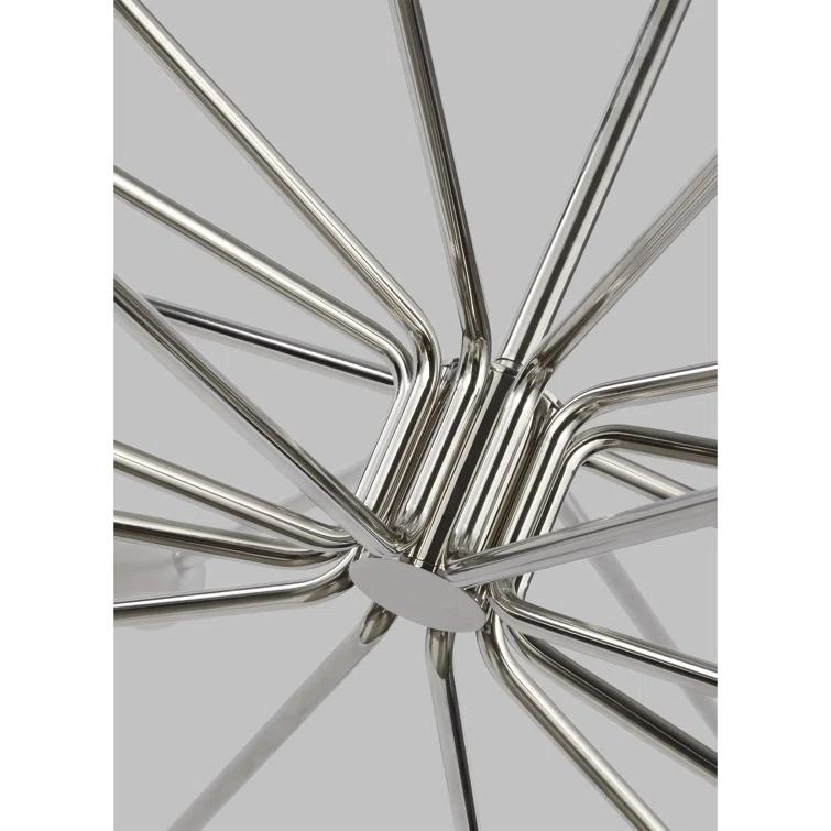 Lody Mid-Century Modern 20-Light Polished Nickel LED Chandelier
