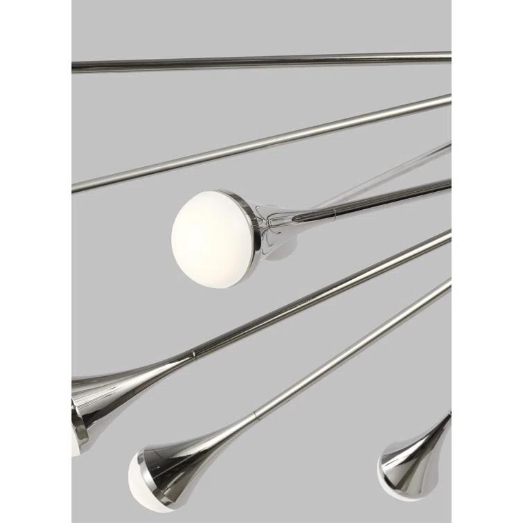 Lody Mid-Century Modern 20-Light Polished Nickel LED Chandelier