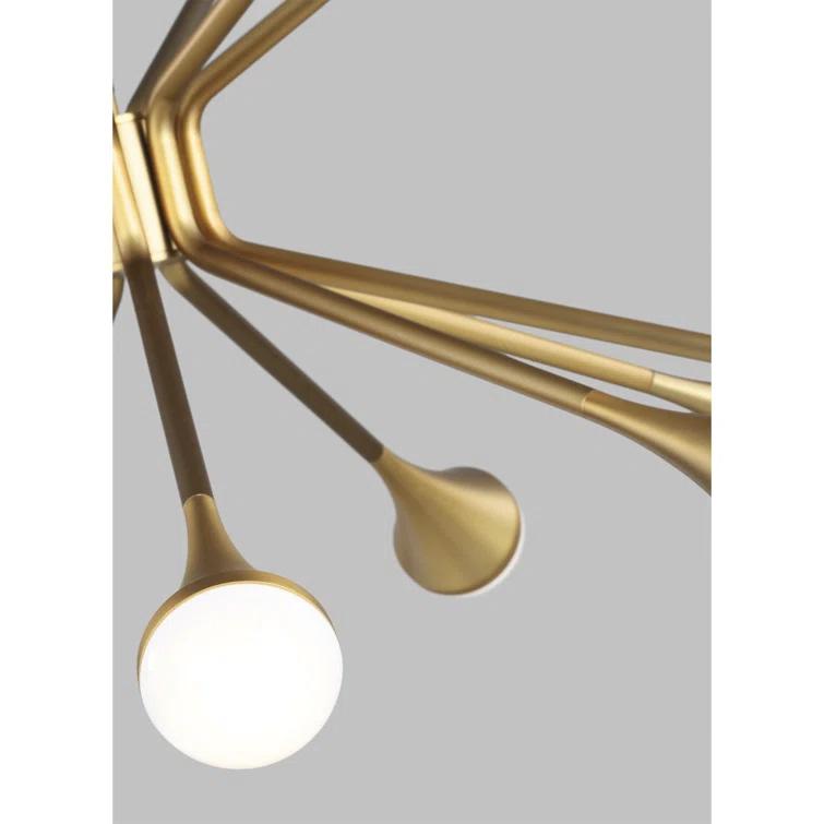 Aged Brass 20-Light LED Mid-Century Modern Chandelier