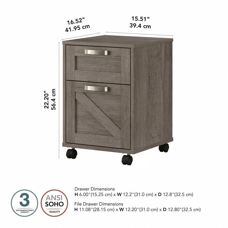 Cowden 16"W 2 -Drawer Mobile Vertical Filing Cabinet