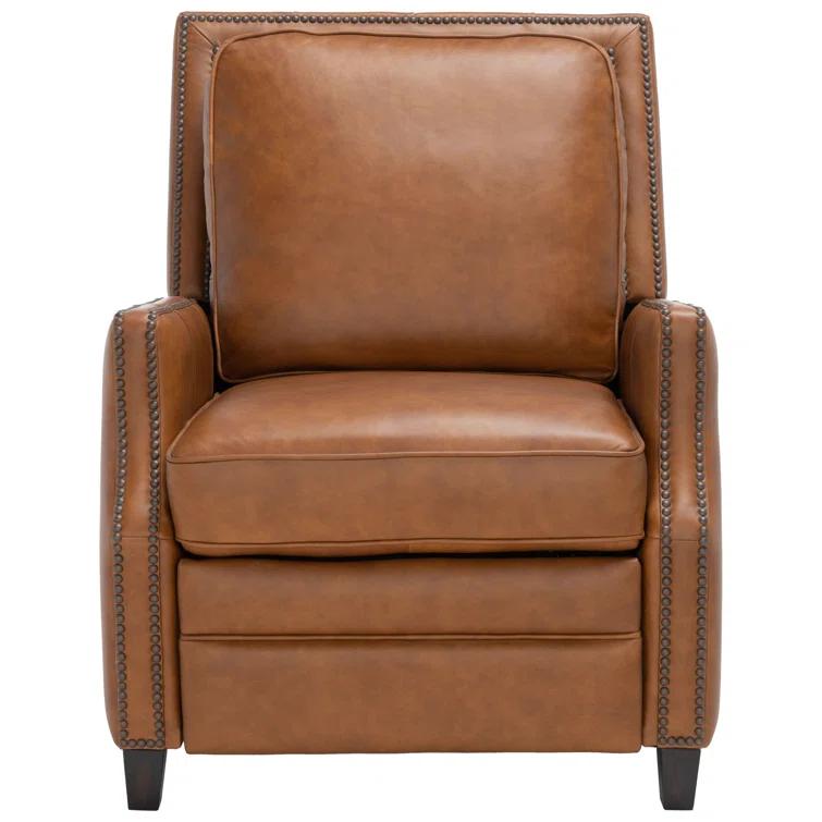 Safavieh Couture Buddy Leather Nailhead Trim Recliner Coffee