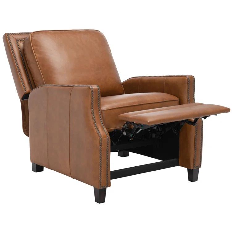 Safavieh Couture Buddy Leather Nailhead Trim Recliner Coffee