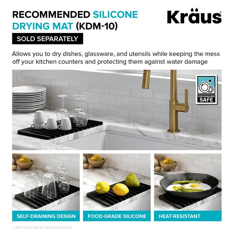 KRAUS Kore™ Workstation 33" L Farmhouse Apron Front 16 Gauge Black Stainless Steel Single Bowl Kitchen Sink