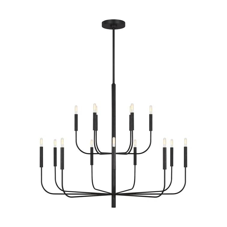 Ellen DeGeneres Aged Iron Empire 15-Light Linen Shade Chandelier