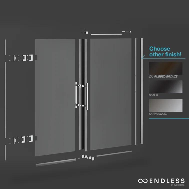 Endless Tampa-Pro 32" W x 72" H Corner Frameless Shower Kit, Door, Panel, Base