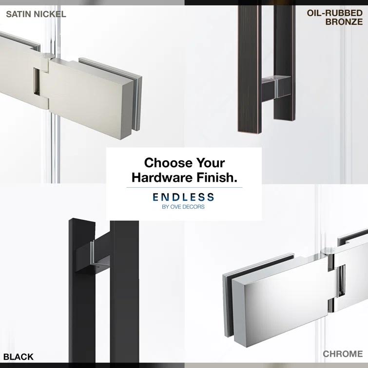 Endless Tampa 46" W x 72" H Corner Frameless Shower Kit, Door, 2 Panel