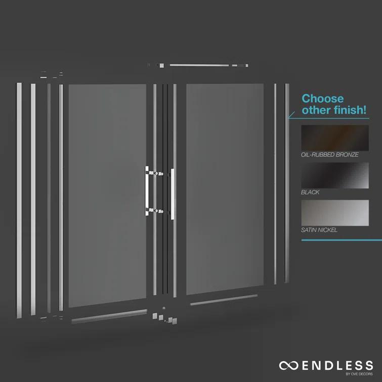 Endless Pasadena 36" W x 72" H Corner Frameless Shower Kit, Door, Panel, Shelves