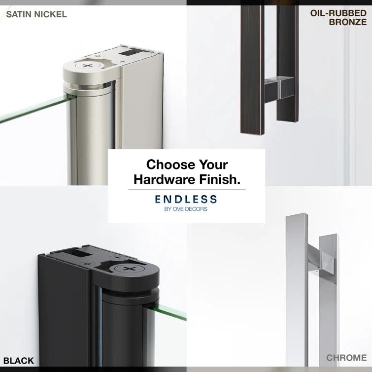 Endless Pasadena 36" W x 72" H Corner Frameless Shower Kit, Door, Panel, Shelves