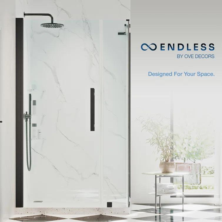 Endless Pasadena 36" W x 72" H Corner Frameless Shower Kit, Door, Panel, Shelves