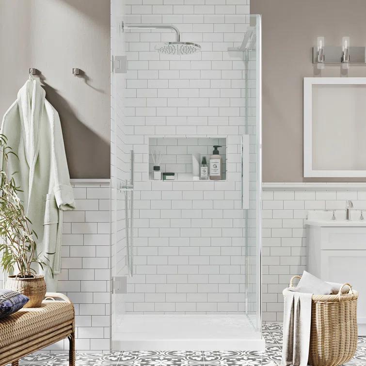Endless Tampa-Pro 32" W x 72" H Corner Frameless Shower Kit, Door, Panel, Base