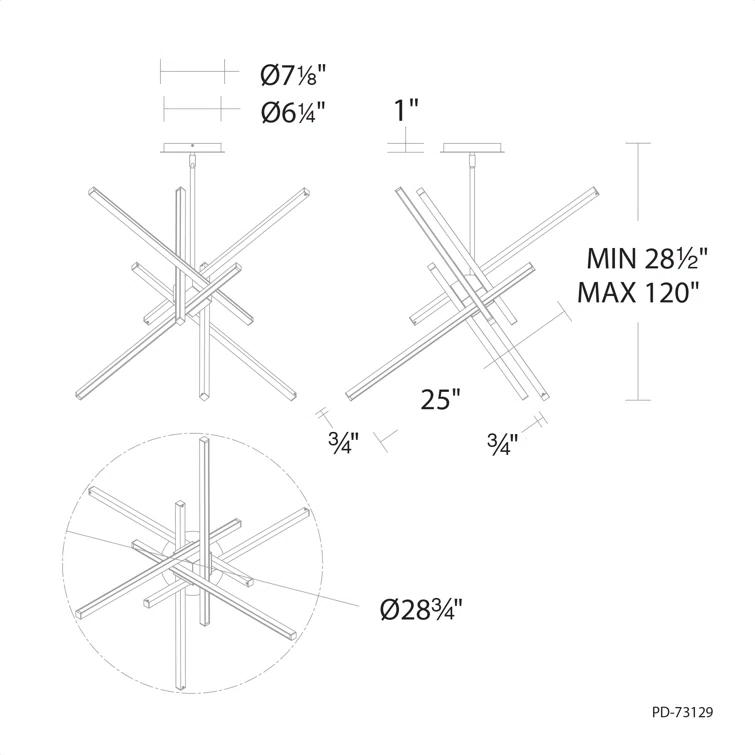 Parallax 29" Black Modern LED Pendant with White Shade