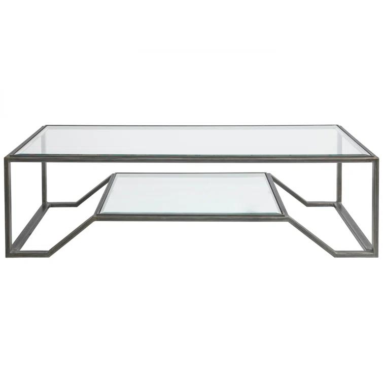 Byron Black Metal and Glass Rectangular Cocktail Table