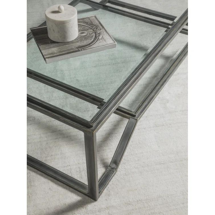 Byron Black Metal and Glass Rectangular Cocktail Table