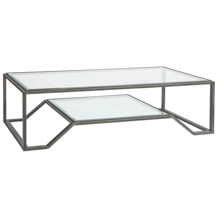 Byron Black Metal and Glass Rectangular Cocktail Table