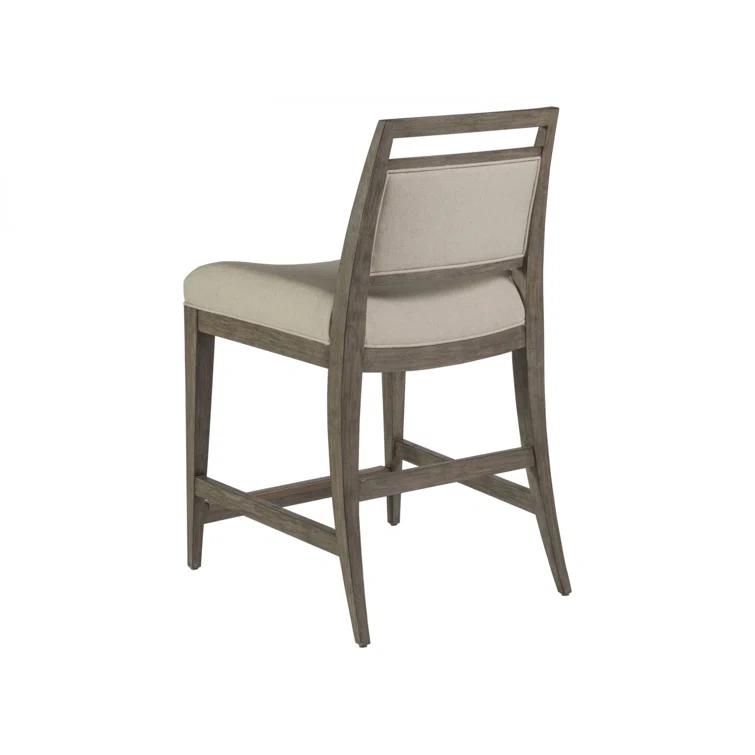 Grigio Mahogany Upholstered Counter Stool with Linen Blend