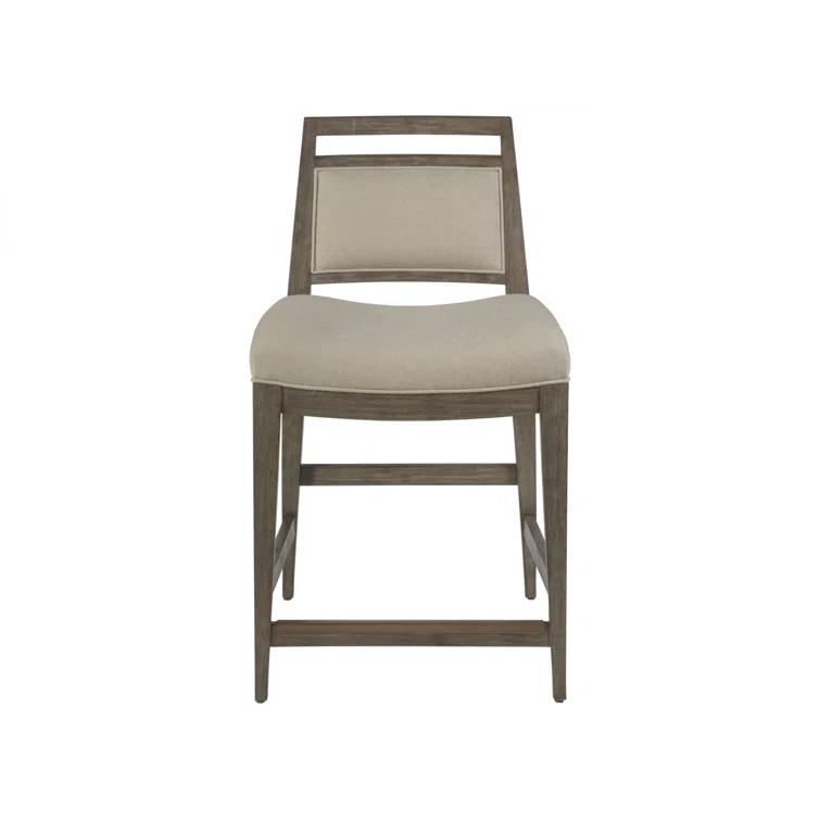 Grigio Mahogany Upholstered Counter Stool with Linen Blend