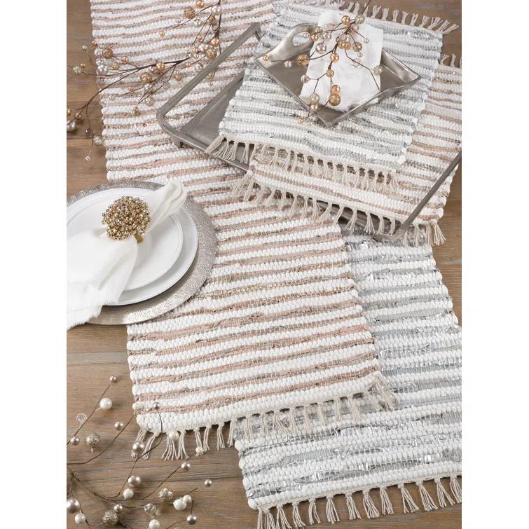 Saro Les Fêtes Chindi Striped Rectangle Placemat (Set of 4)