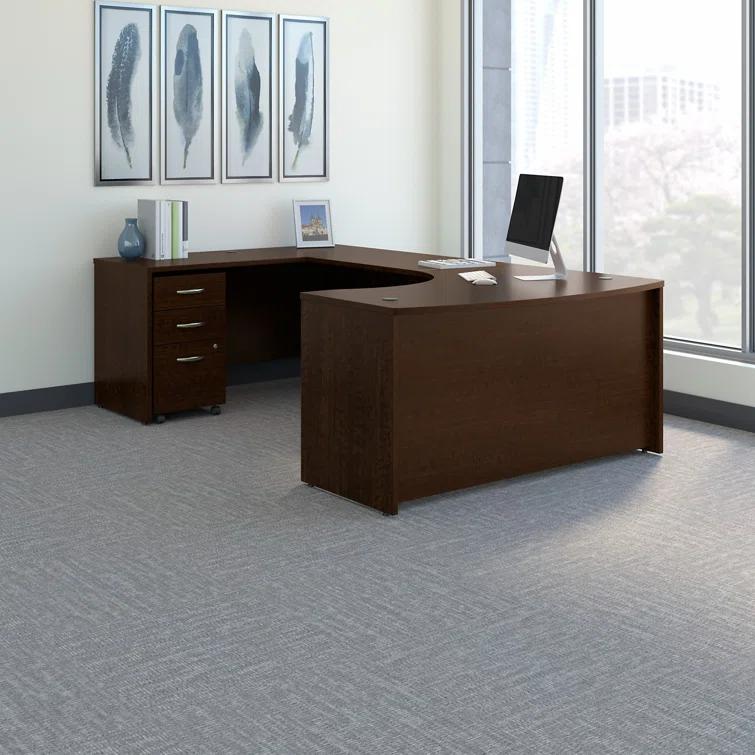 Series C 60W Left Handed Bow Front U Shaped Desk with Mobile File Cabinet