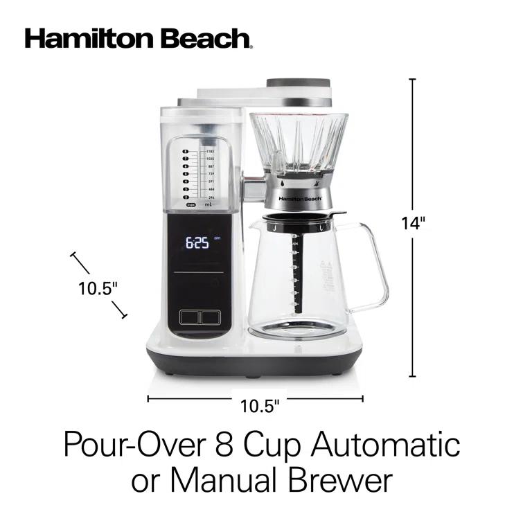Hamilton Beach 46700 Hamilton Beach® Convenient Craft Automatic or Manual Pour-Over 8-Cup Coffee Maker with 5 Strengths and Integrated Scale