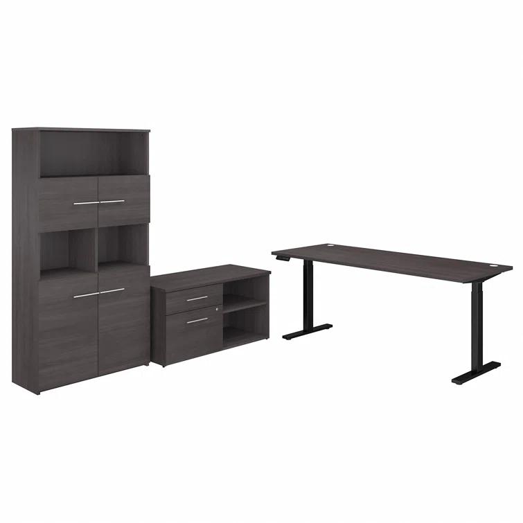 Bush Business Furniture Office 500 72W Height Adjustable Standing Desk with Storage and Bookcase