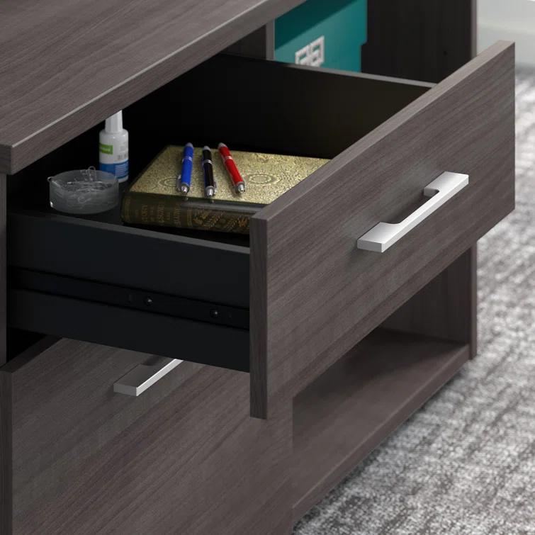 Bush Business Furniture Office 500 72W Height Adjustable Standing Desk with Storage and Bookcase