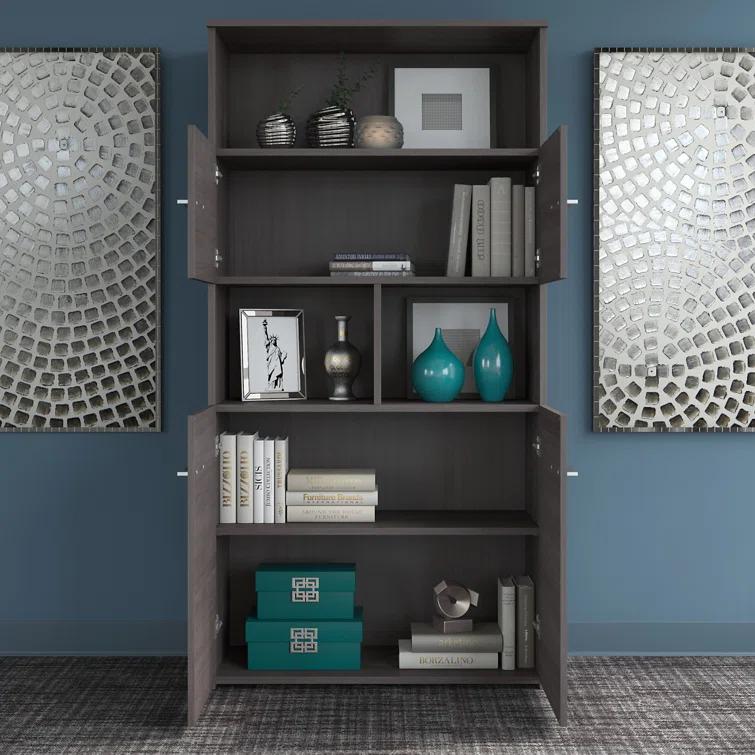 Bush Business Furniture Office 500 72W Height Adjustable Standing Desk with Storage and Bookcase
