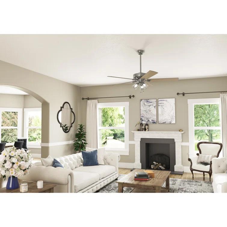 60" Crestfield 5 - Blade Ceiling Fan with Pull Chain and Light Kit Included