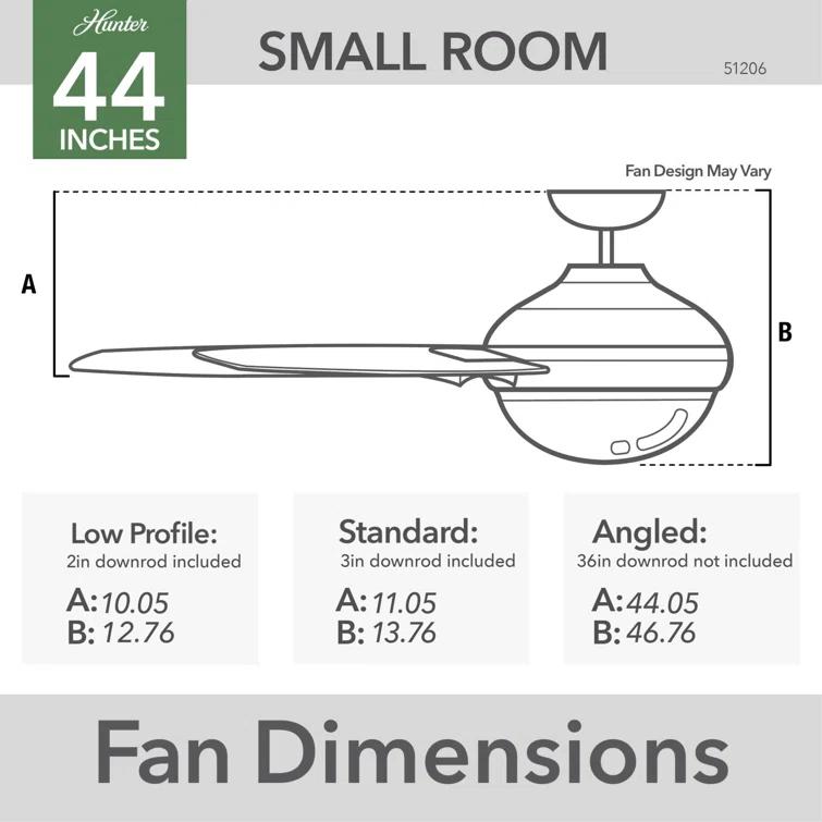 Hunter Fan 44" Pacer 6 - Blade Ceiling Fan with Lights and Remote