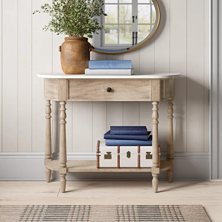 Danielle Marble 40" one- drawer Console Table