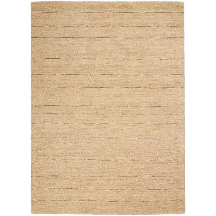 Halo Striped Handmade Wool Beige Area Rug