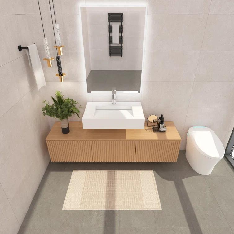 Pyramid 24" Wall-Mounted Modern Bathroom Sink with Ramp Basin