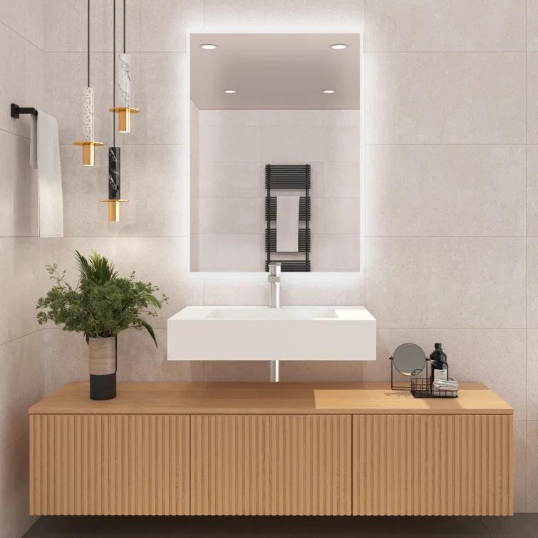 Pyramid 24" Wall-Mounted Modern Bathroom Sink with Ramp Basin