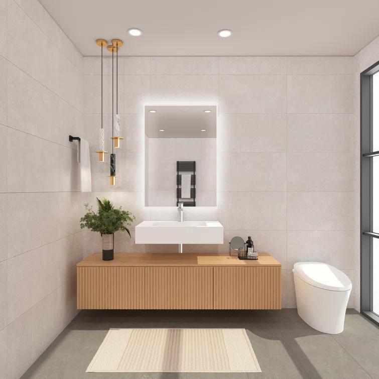 Pyramid 24" Wall-Mounted Modern Bathroom Sink with Ramp Basin