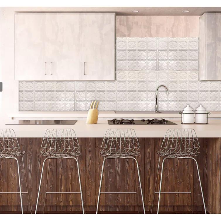 American Tin Ceilings Pattern #21 24 x 24 inch Metal Tin Tiles with Backsplash Kit (Set of 5)