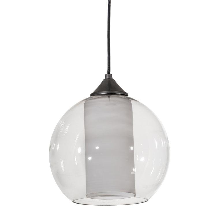 Contemporary Globe Brushed Nickel & Glass Indoor/Outdoor Pendant