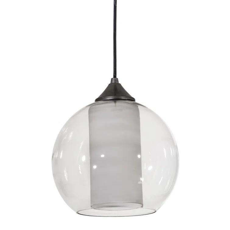 Contemporary Globe Brushed Nickel & Glass Indoor/Outdoor Pendant