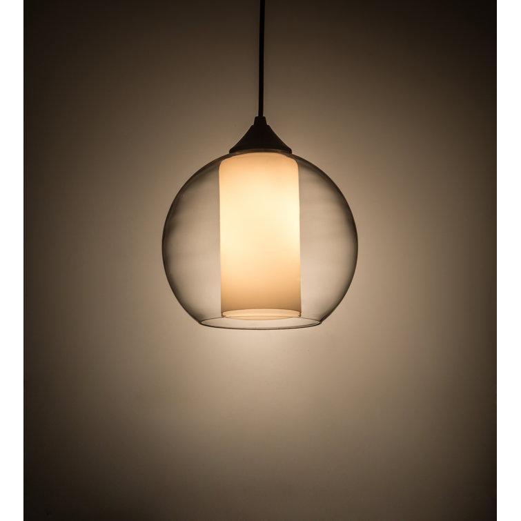 Contemporary Globe Brushed Nickel & Glass Indoor/Outdoor Pendant