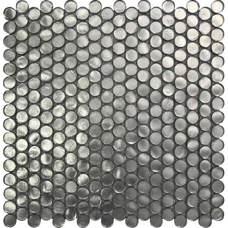 Glass Penny Round Mosaic Tile - 12.2" X 12.2" Sheet For Kitchen, Bathroom Or Wall Panel (10-Pack)