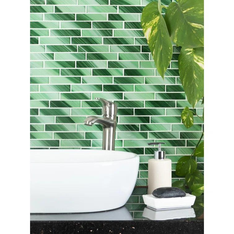 Premium Hand Painted 1" x 4" Straight Edge Glass Mosaic Tile