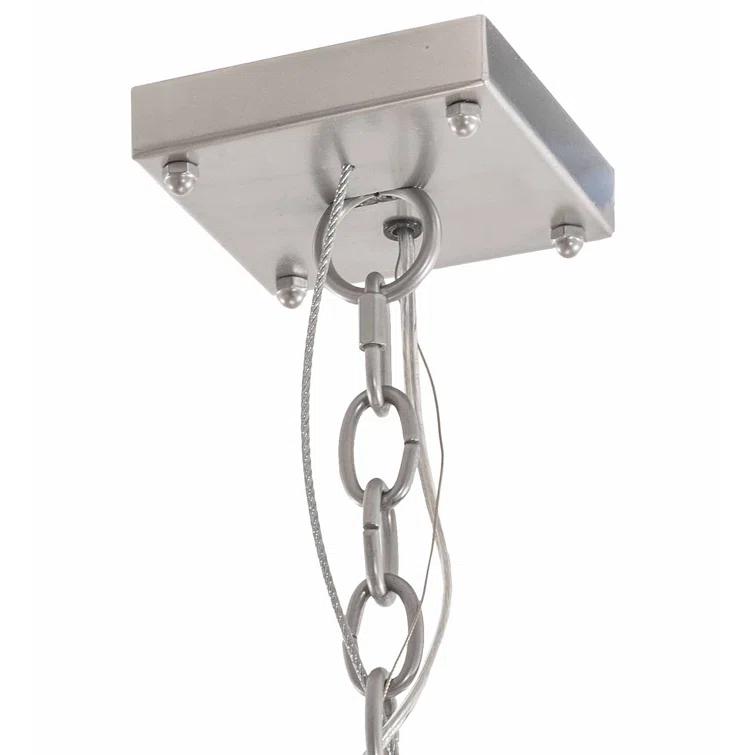 Elegant Nickel-Finish 8-Light LED Glass Chandelier for Indoor/Outdoor
